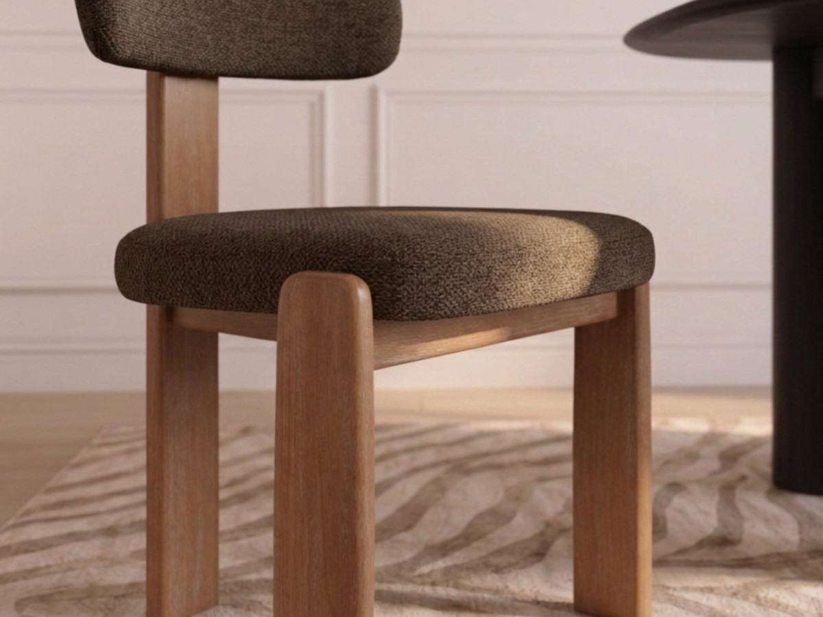 Lot de 2 chaises TANYA chêne massif et tissu texturé