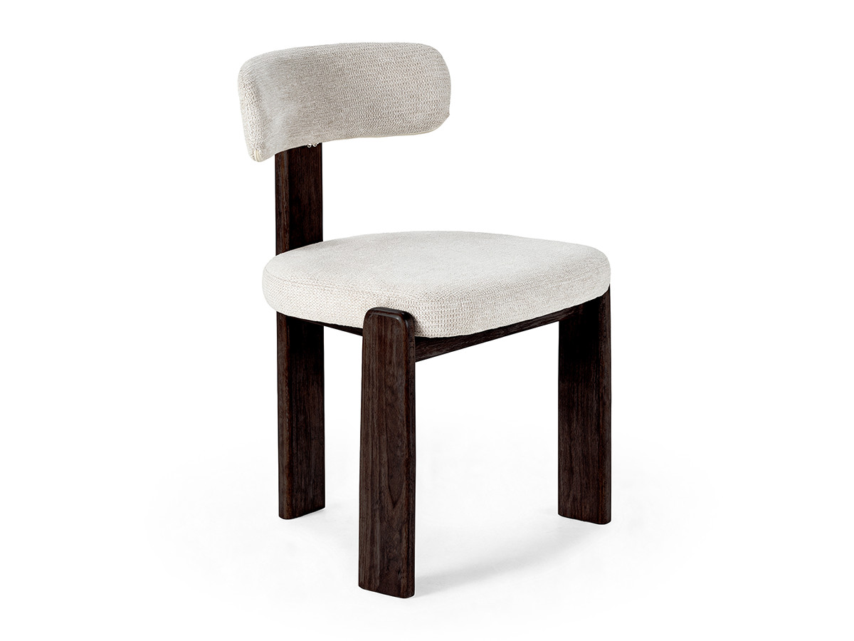lot de 2 chaises tanya hêtre massif et tissu texturé de couleur blanc