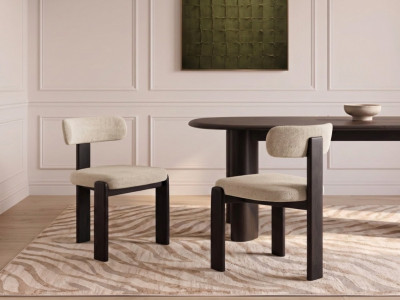 Lot de 2 chaises TANYA chêne massif et tissu texturé