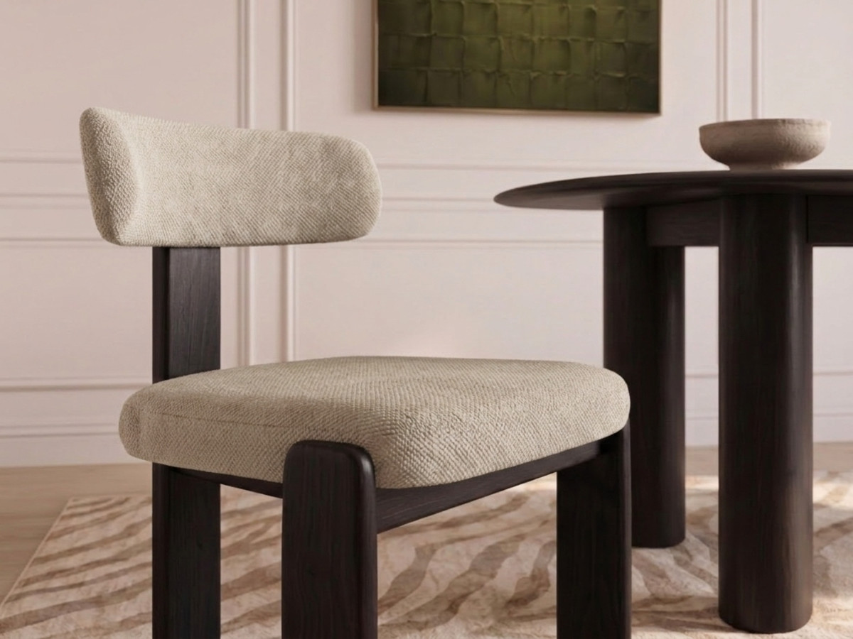 Lot de 2 chaises TANYA hêtre massif et tissu texturé