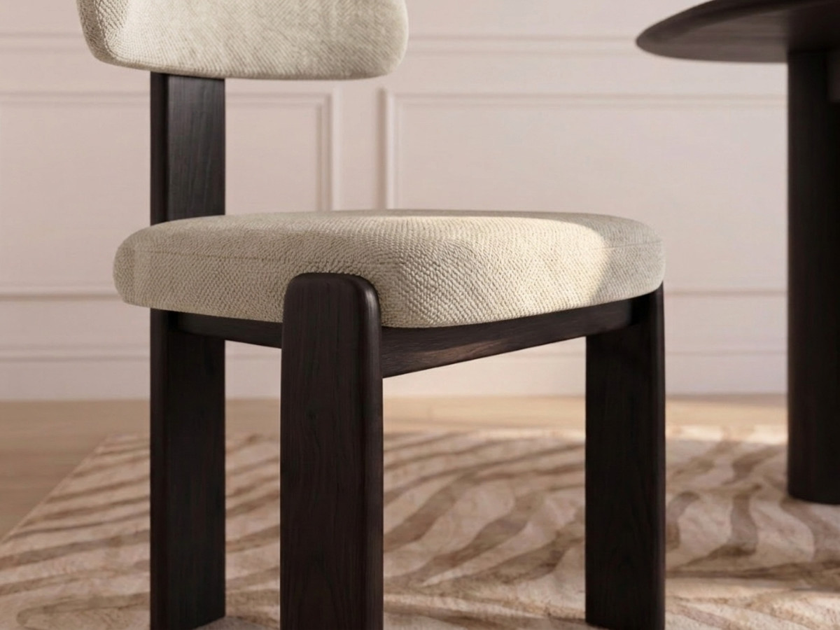 Lot de 2 chaises TANYA chêne massif et tissu texturé