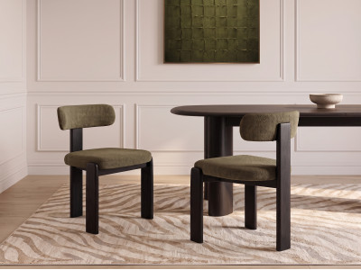 Lot de 2 chaises TANYA hêtre massif et tissu texturé