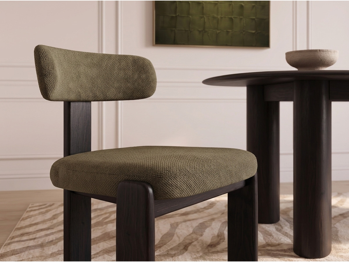 Lot de 2 chaises TANYA hêtre massif et tissu texturé
