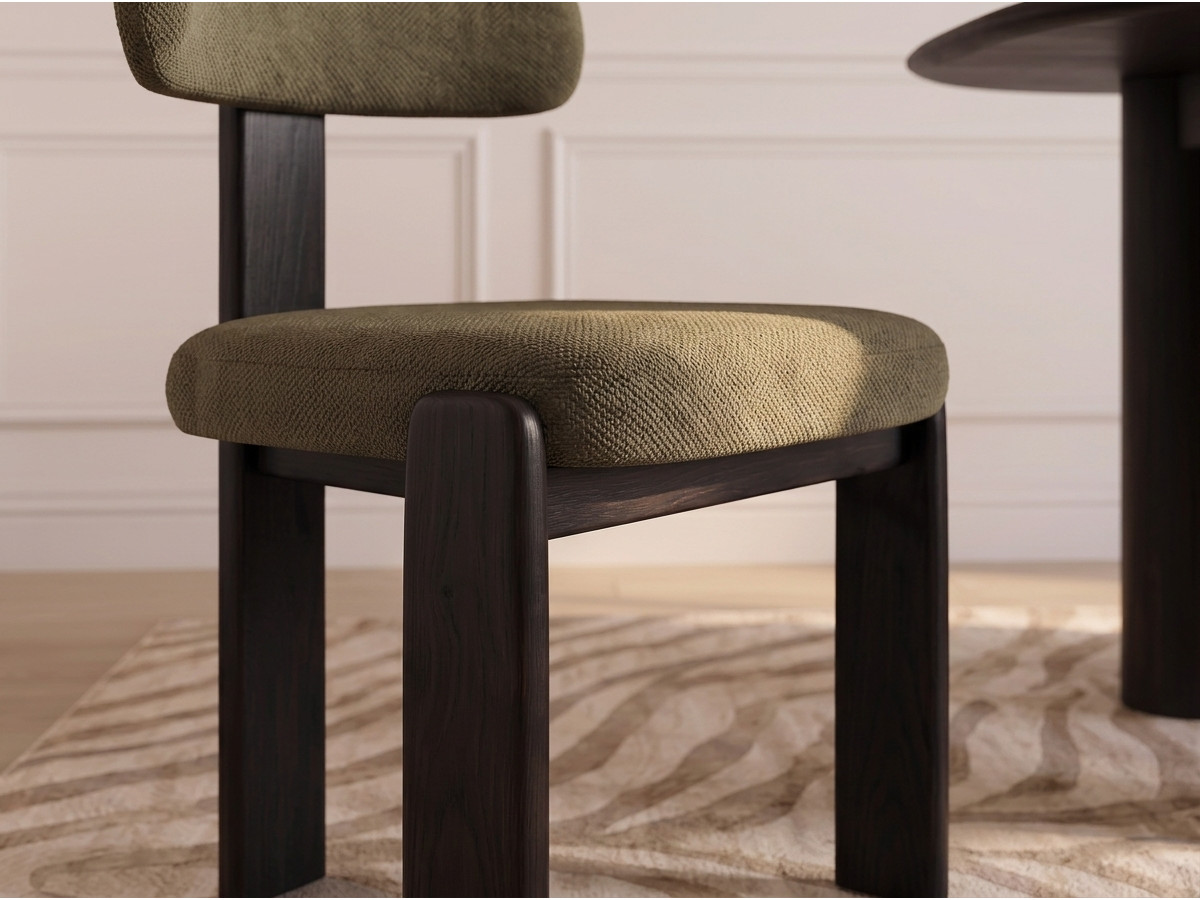 Lot de 2 chaises TANYA hêtre massif et tissu texturé