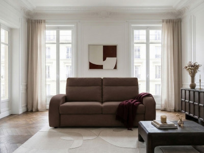 Canapé droit convertible VALERY ouverture express tissu chenille
