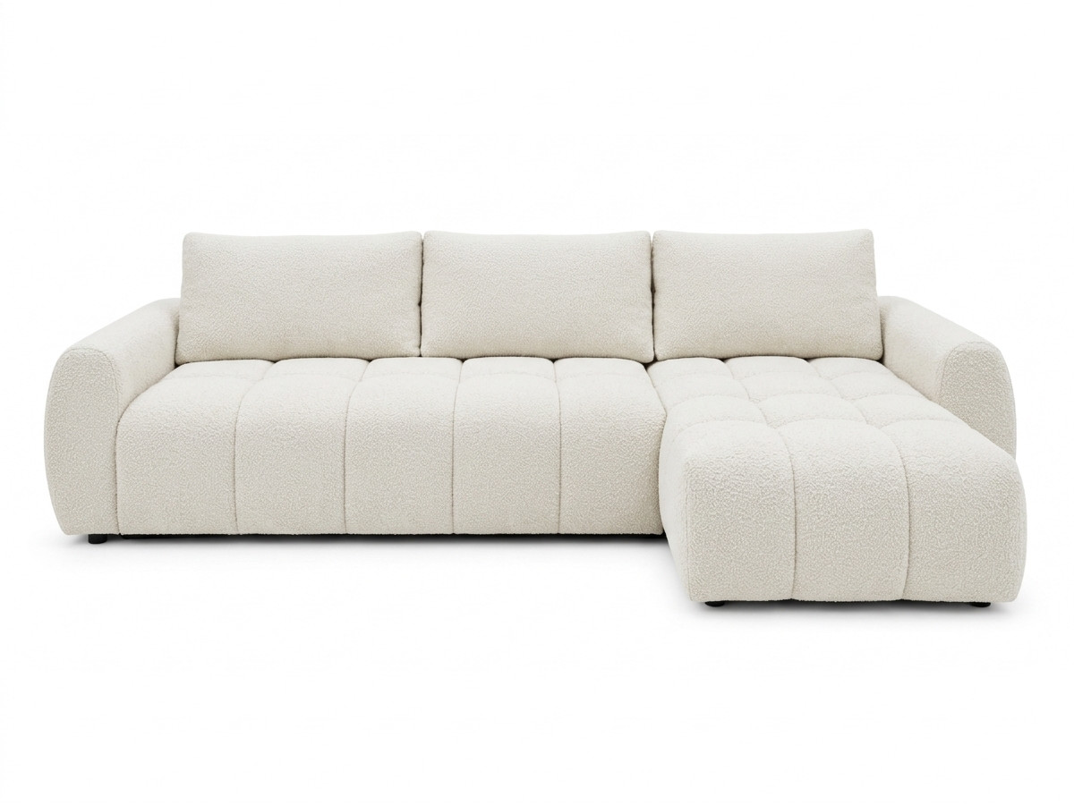 Canapé d'angle réversible convertible coffre FUJI ouverture express tissu bouclette