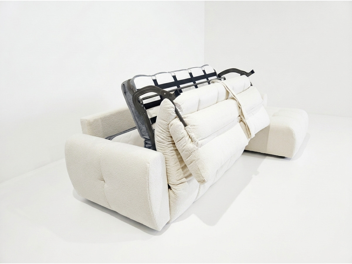 Canapé d'angle réversible convertible coffre FUJI ouverture express tissu bouclette