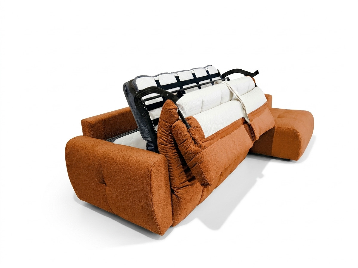 Canapé d'angle réversible convertible coffre FUJI ouverture express tissu bouclette