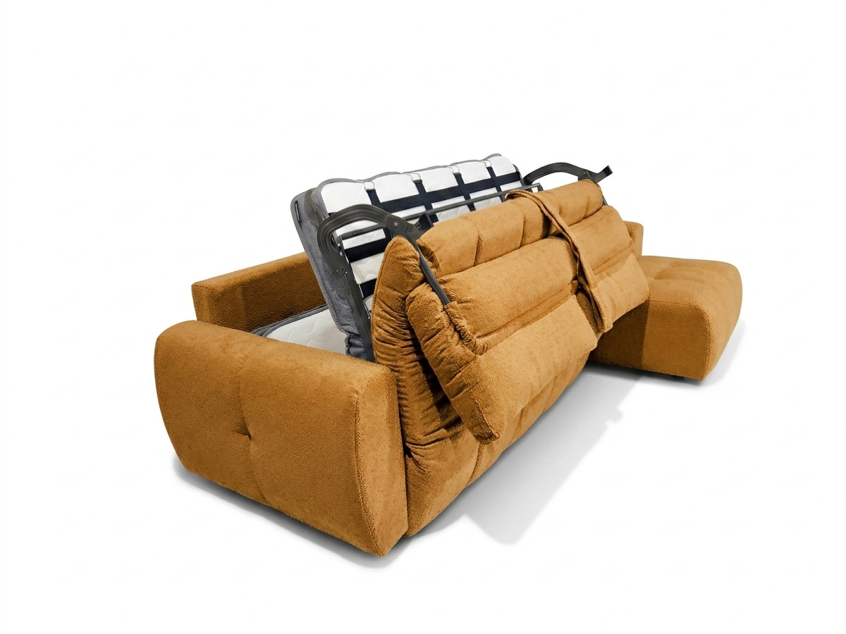Canapé d'angle réversible convertible coffre FUJI ouverture express tissu bouclette