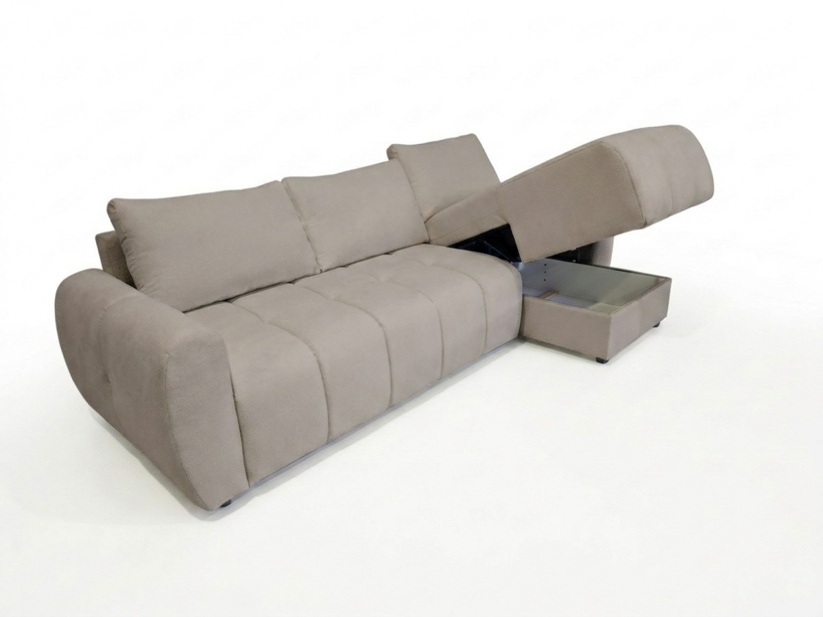 Canapé d'angle réversible convertible coffre FUJI ouverture express tissu bouclette