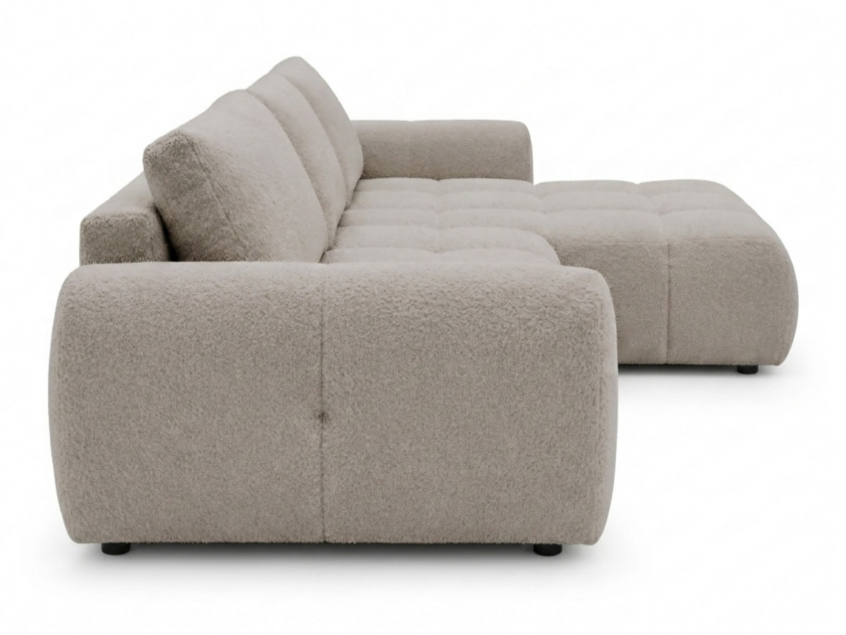 Canapé d'angle réversible convertible coffre FUJI ouverture express tissu bouclette