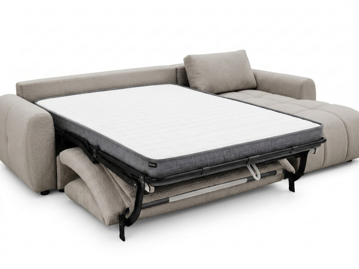 Canapé d'angle réversible convertible coffre FUJI ouverture express tissu bouclette