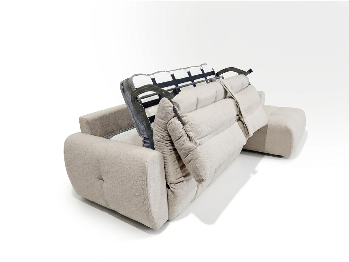 Canapé d'angle réversible convertible coffre FUJI ouverture express tissu bouclette