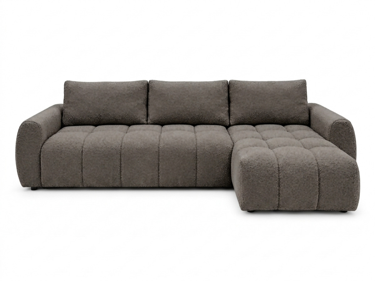 Canapé d'angle réversible convertible coffre FUJI ouverture express tissu bouclette