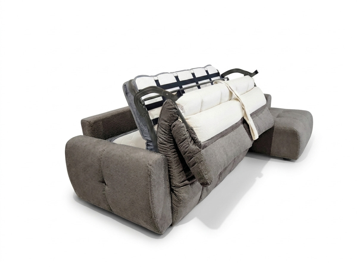 Canapé d'angle réversible convertible coffre FUJI ouverture express tissu bouclette