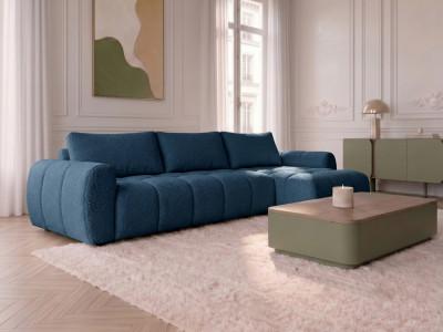 Canapé d'angle réversible convertible coffre FUJI ouverture express tissu bouclette