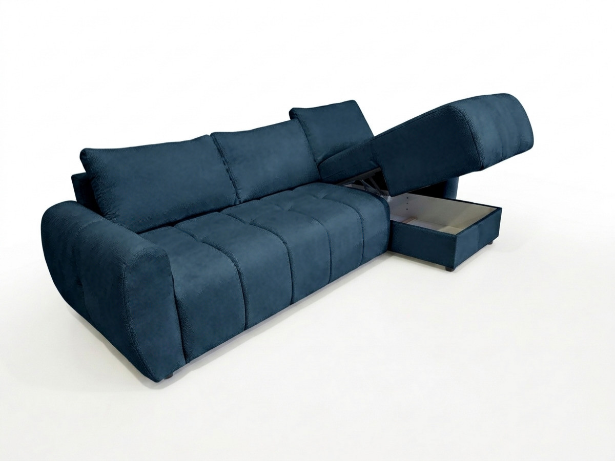 Canapé d'angle réversible convertible coffre FUJI ouverture express tissu bouclette