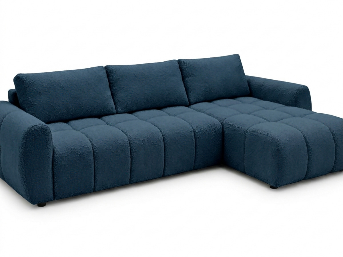 Canapé d'angle réversible convertible coffre FUJI ouverture express tissu bouclette
