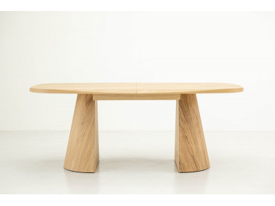 Table à manger extensible rectangulaire arrondie 200 à 300 cm MAZARGUES placage chêne massif