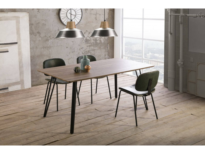 Table à manger 160 cm BOGOTA Noyer et Noir
