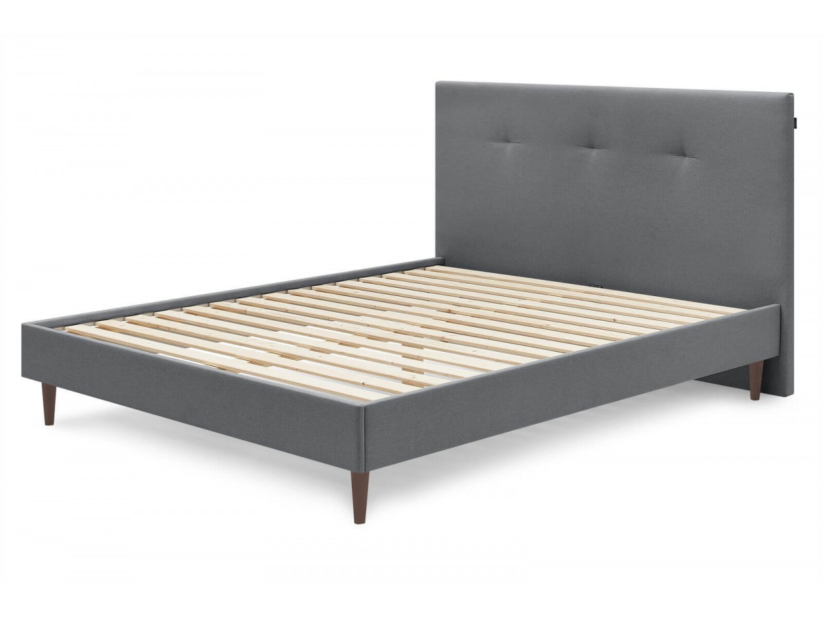 Rama łóżka TORY z listwami z litego drewna i nóżkami z drewna wenge 140 x 190 cm