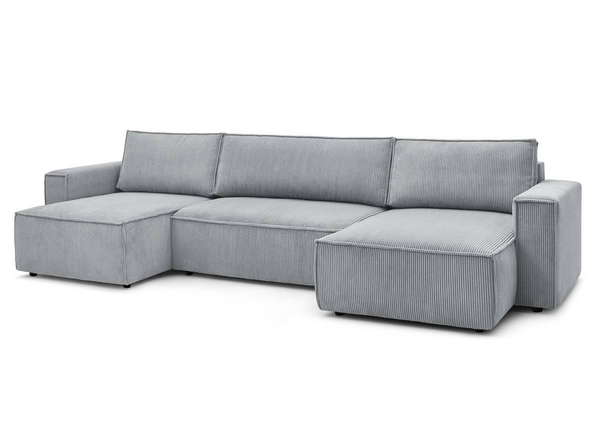 NIHAD corduroy panoramische slaapbank met opbergvak en poef