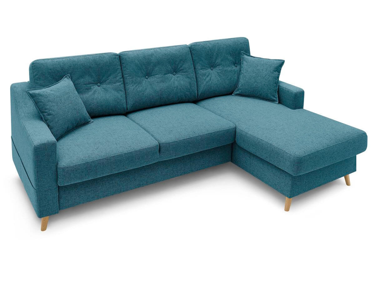 canapé d'angle convertible coffre sweden de couleur bleu foncé