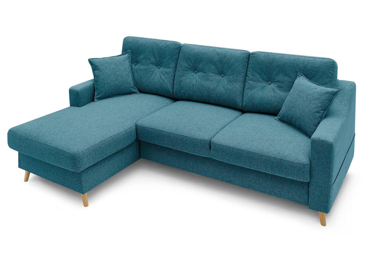 canapé d'angle convertible coffre sweden de couleur bleu foncé