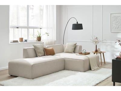 Canapé d'angle fixe MEGEVE tissu chiné beige angle droit BOBOCHIC 4 places