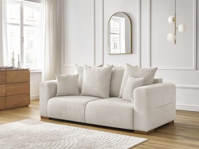 Canapé droit fixe 2 places SIDONIE tissu chiné beige BOBOCHIC