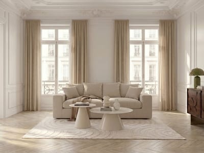 Canapé droit fixe 2 places NEVADA tissu chenille beige BOBOCHIC