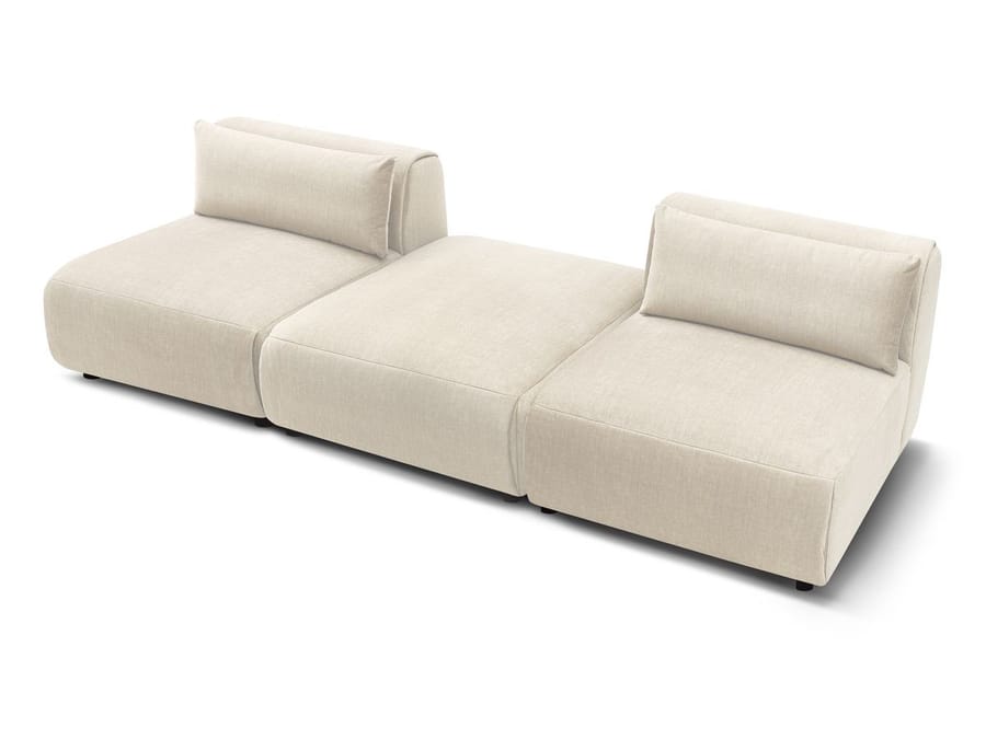 Canapé Jeanne trois éléments beige vue de trois quarts profondeur visible