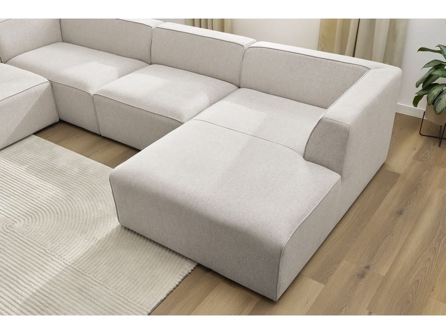 Canapé Megève angle en tissu beige, vue d'ensemble de la configuration modulaire