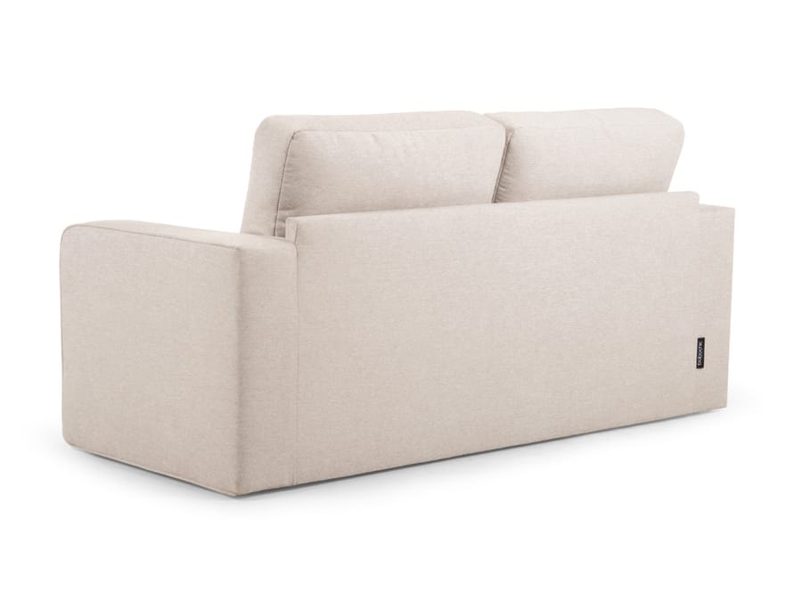 Canapé Come en tissu beige clair vu par l'arrière montrant la structure.