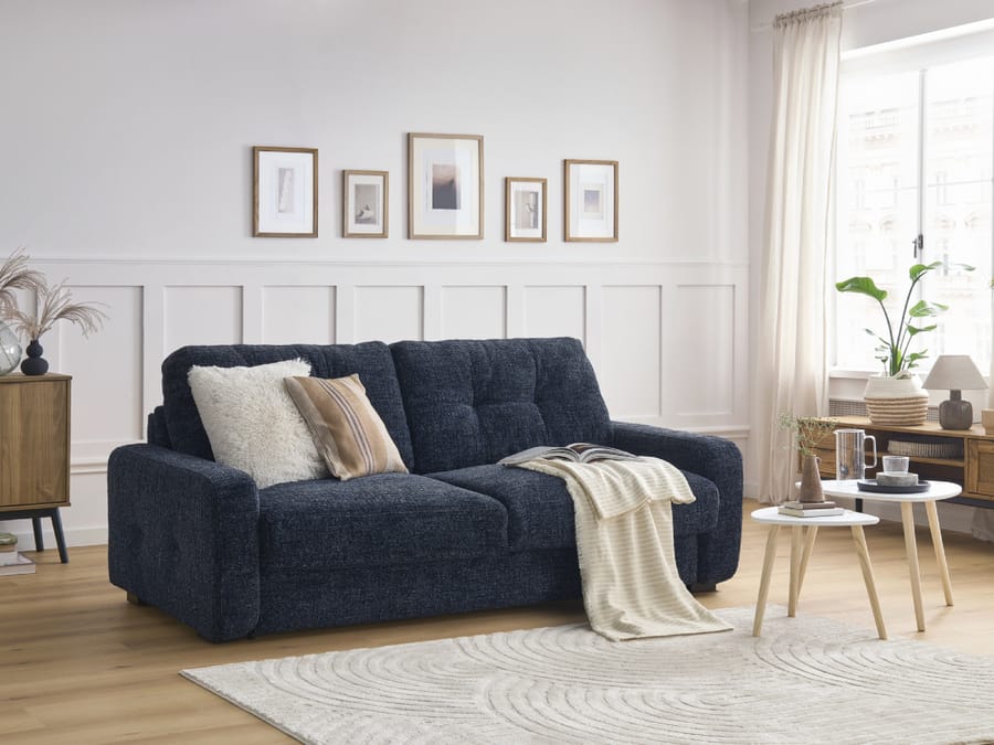 Canapé Charles Bobochic, coloris bleu foncé 160x195