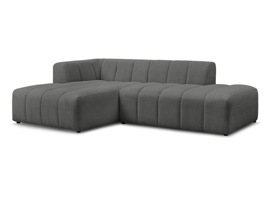 Canapé Annecy d'angle en tissu gris foncé, modulable avec méridienne gauche
