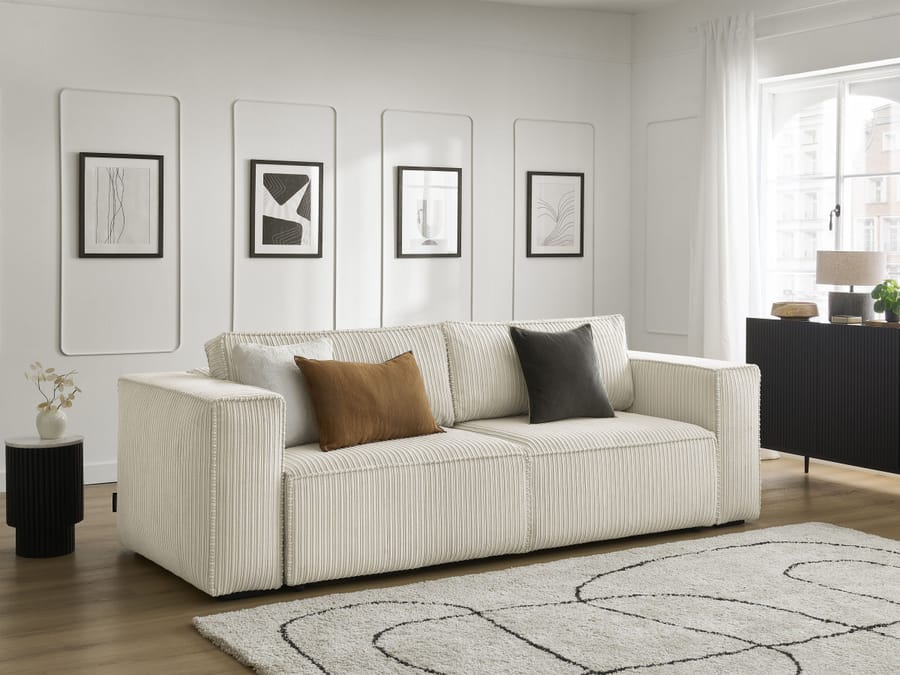Canapé Nina Bobochic, coloris velours côtelé beige