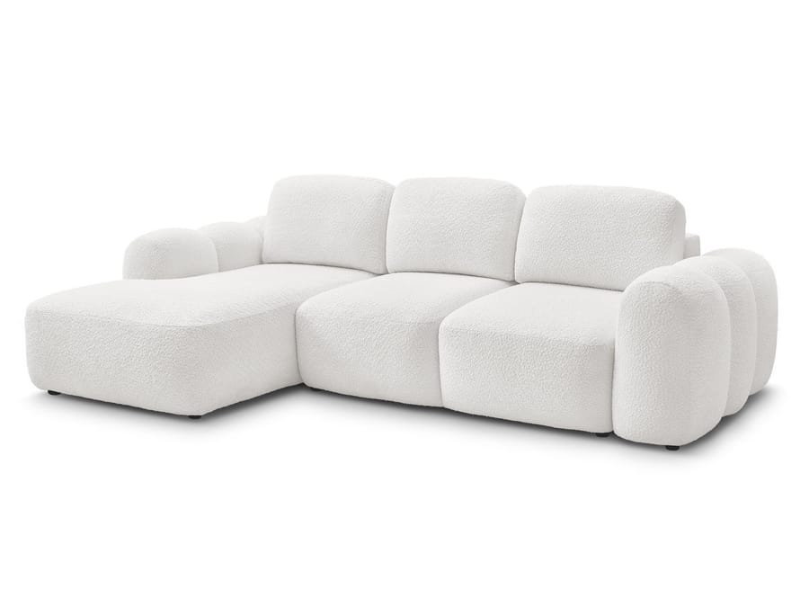 Canapé Montaigne en tissu blanc, configuration angle avec méridienne gauche, vue d ensemble