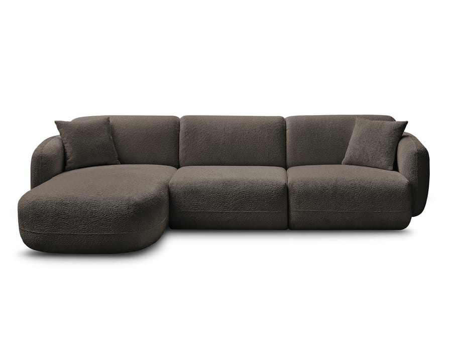 Canapé Anda gris foncé modulaire avec méridienne, vue de face sur fond blanc