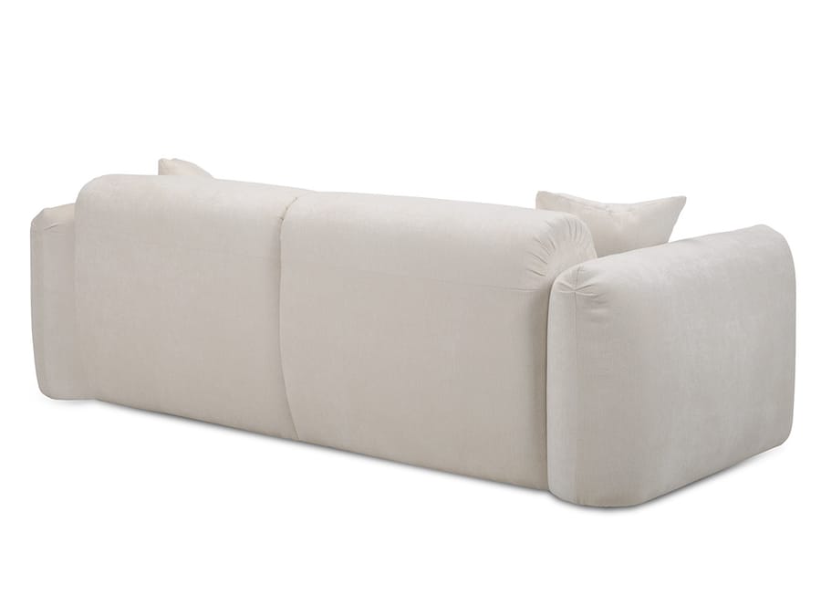 Canapé Siena beige, vue de trois quarts arrière montrant la profondeur globale.