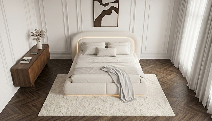 Tapis blanc dans une chambre &agrave; coucher