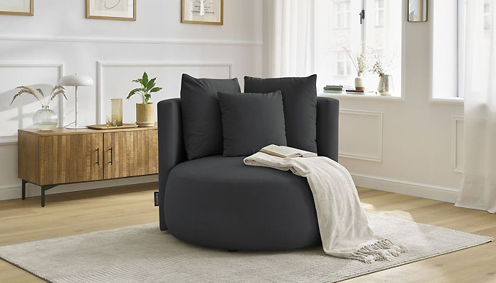 Fauteuil velours gris