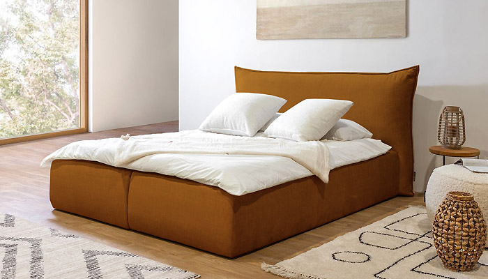 Le lit coffre JADE - Lit coffre avec t&ecirc;te de lit effet oreiller