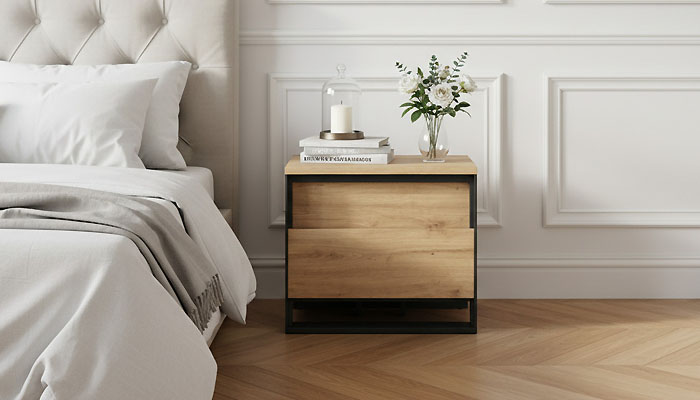 La table de chevet en bois naturel