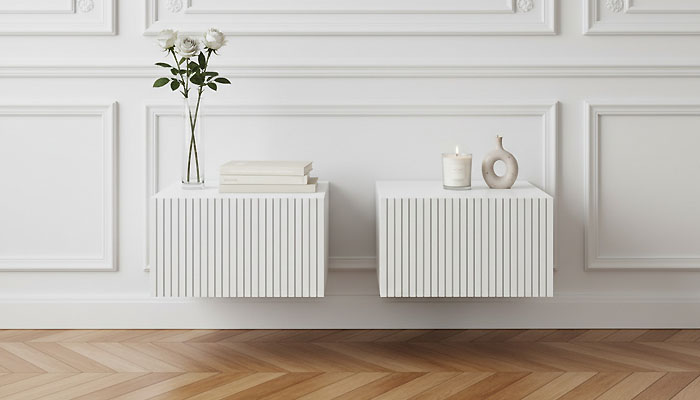 Une table de chevet suspendue blanche