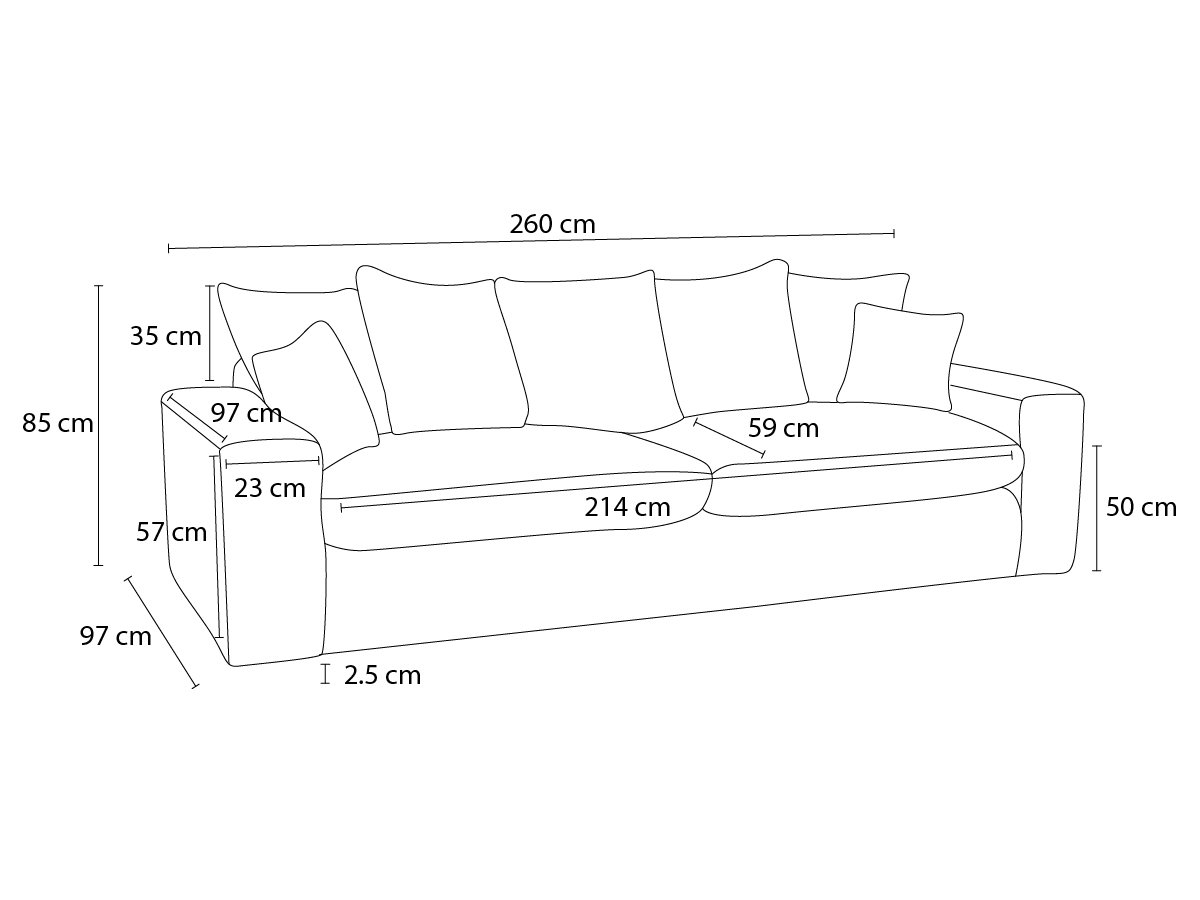 Sofa prosta 3-osobowa nierozkładana NEVADA gładka tkanina