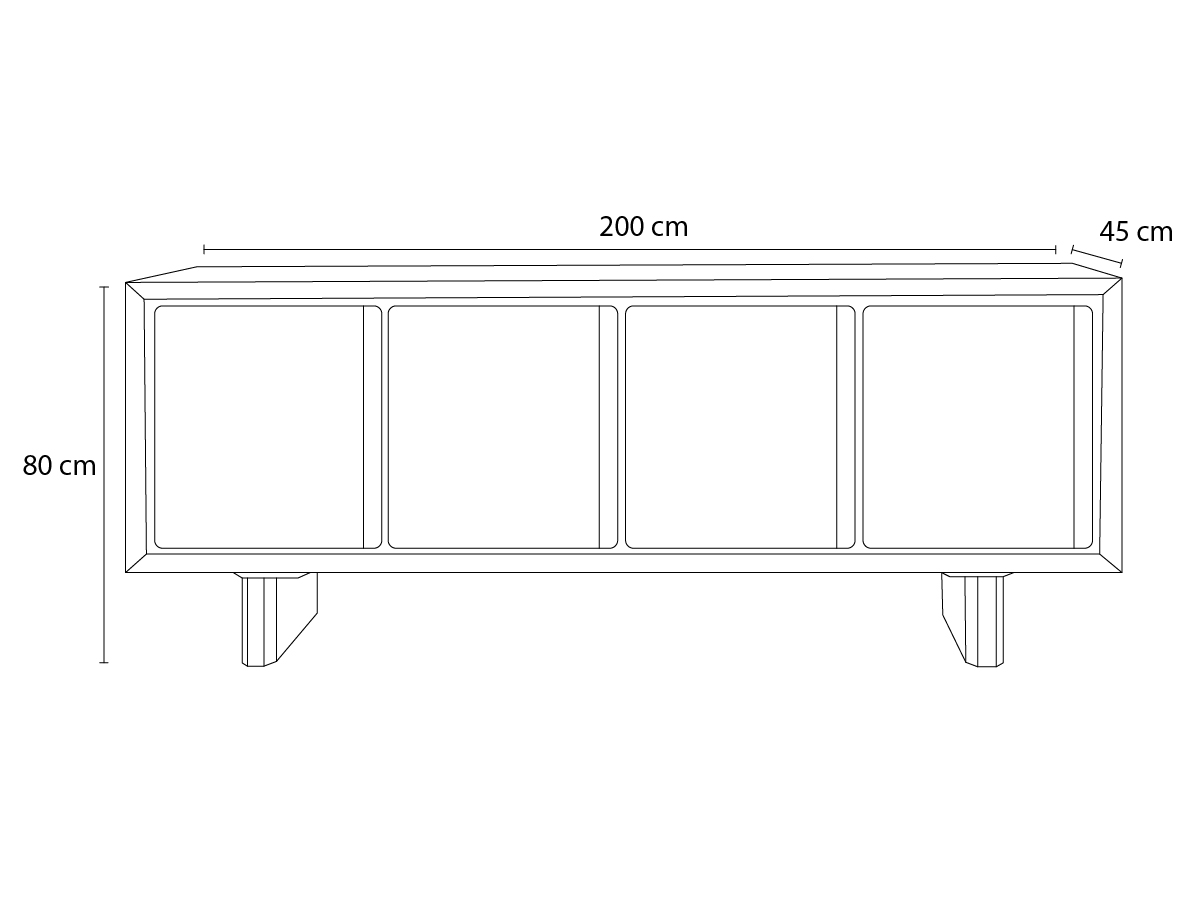 Dressoir 4 deuren 200 cm BELLECOUR massief mangohout